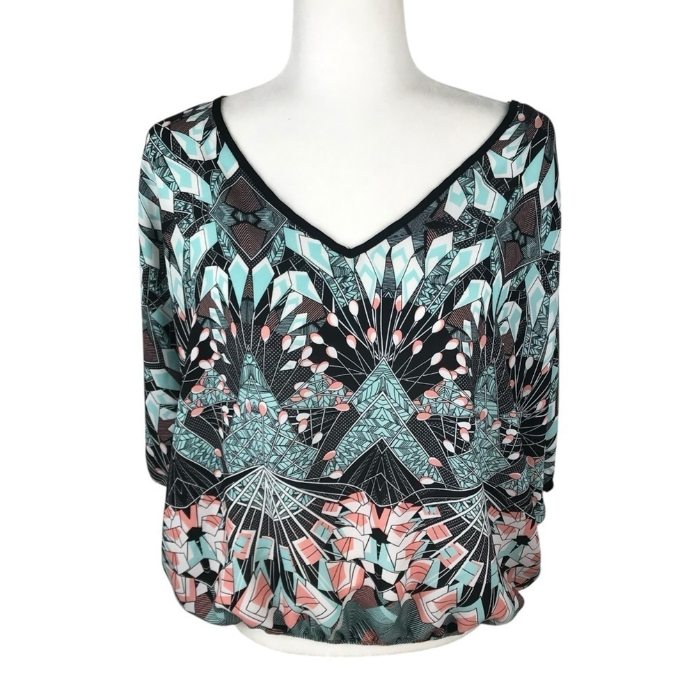 A. Byer Multicolor Short Sleeve Blouse Size L